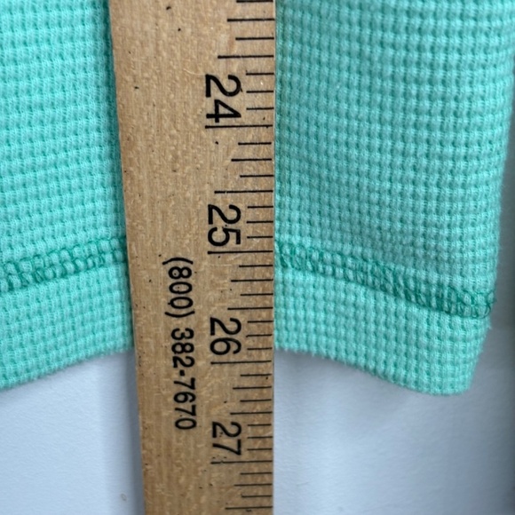 Hollister Long Sleeve Waffle Top XS Thermal Y2K Logo Patch Bella Swan Mint Green - Picture 6 of 9